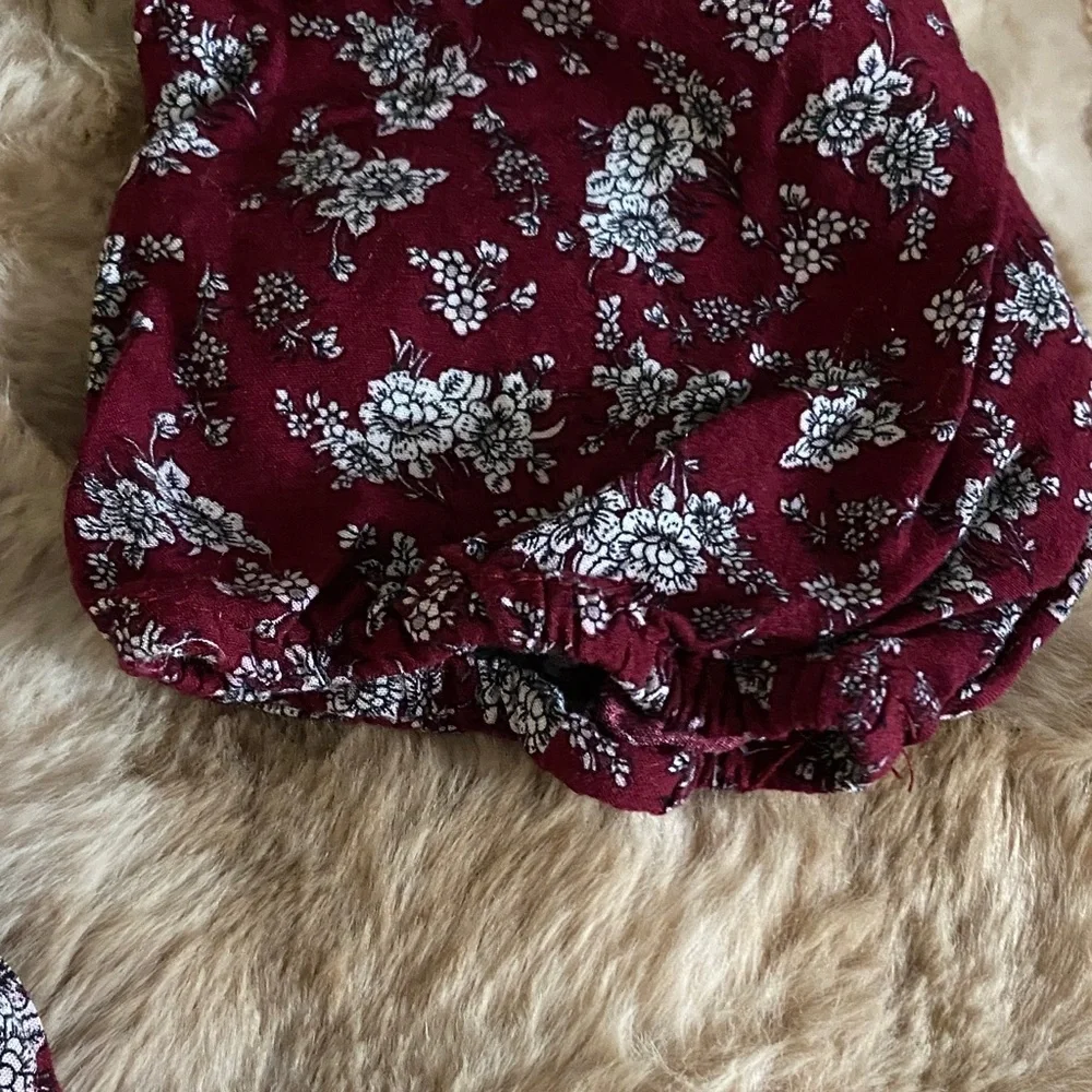 Jodifl for Anthropologie Floral Burgundy & Cream Boho Dress